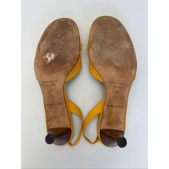 Kate Spade Terry Round Toe Slingback Kitten Heels in Yellow Size 8.5 - Picture 8 of 12